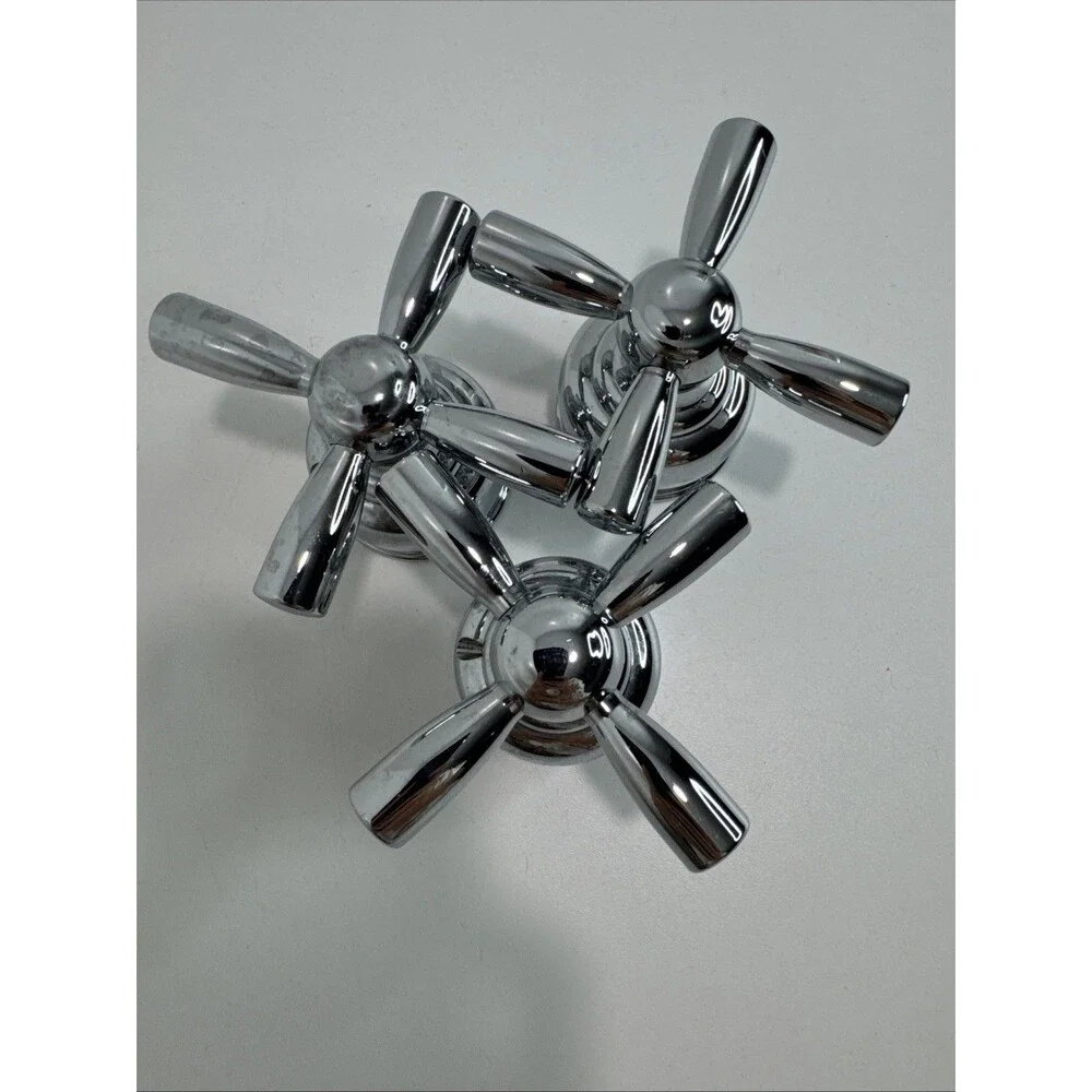 Delta Faucet Handle - Chrome Classic Single Handle Metal Cross Lot 3
